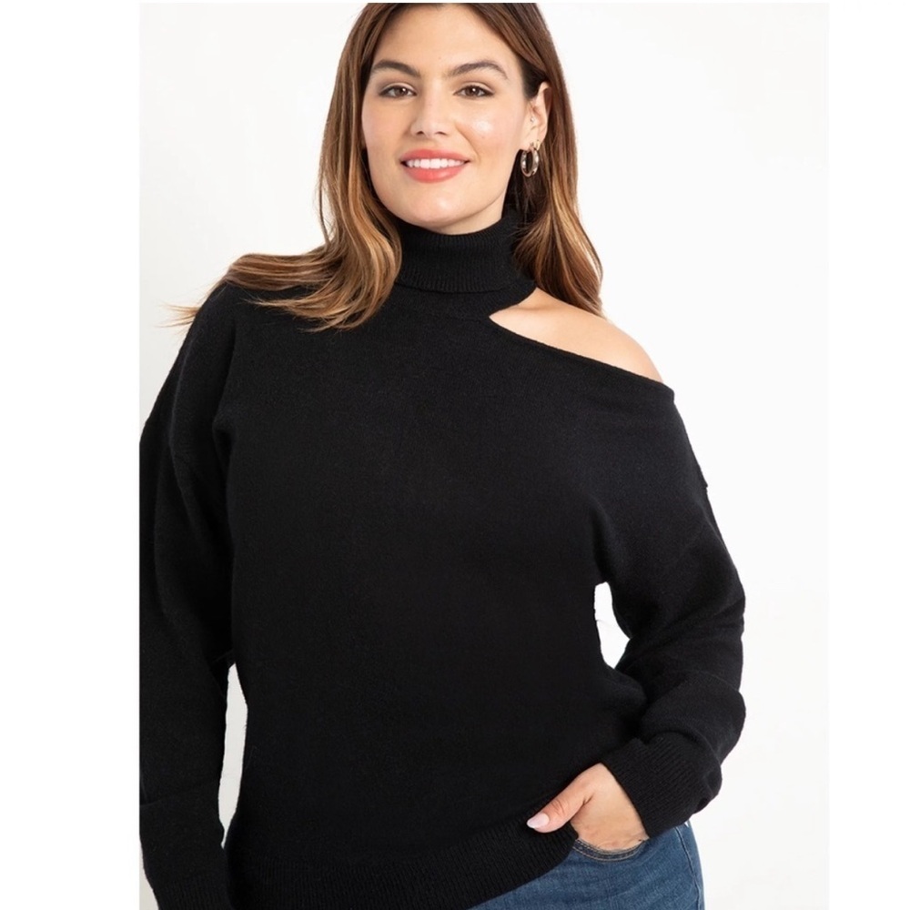 Eloquii One shoulder Black Turtleneck Sweater